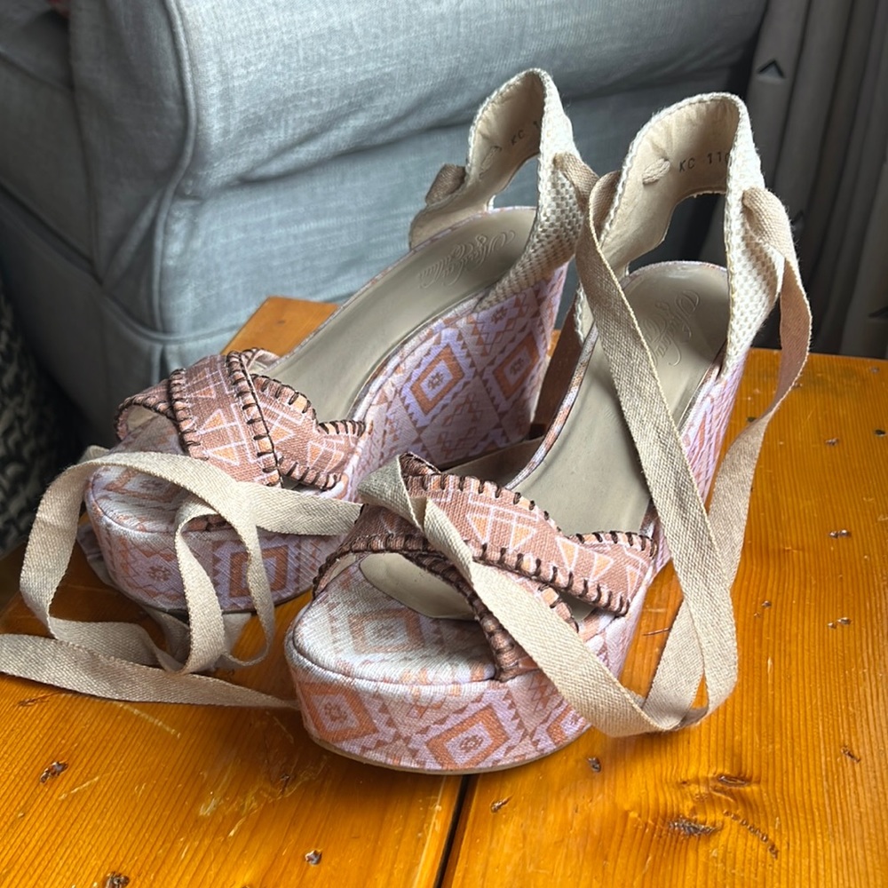 Stuart Weitzman x Theodora & Callum Aztec Wedges